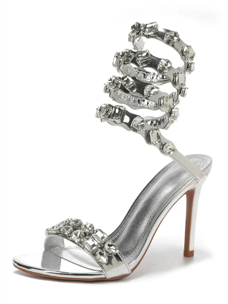 Serafina Crystal Wraparound Sandals