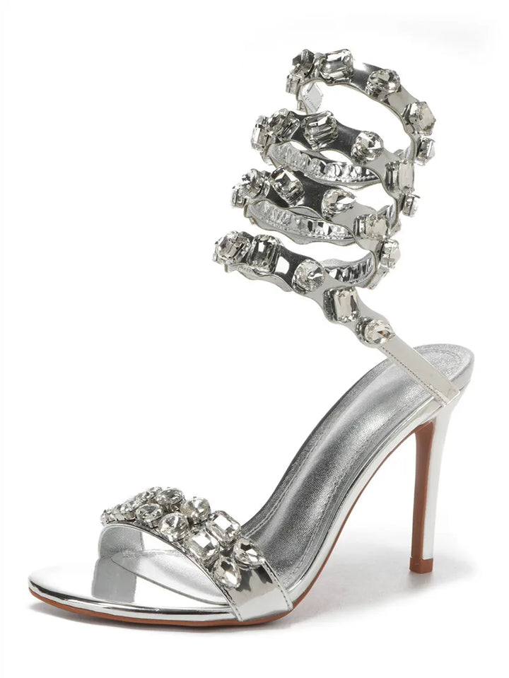Serafina Crystal Wraparound Sandals