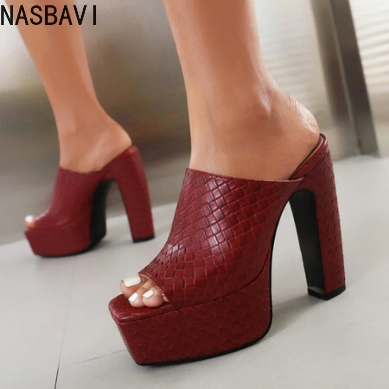 Trecce Woven Platform Mules