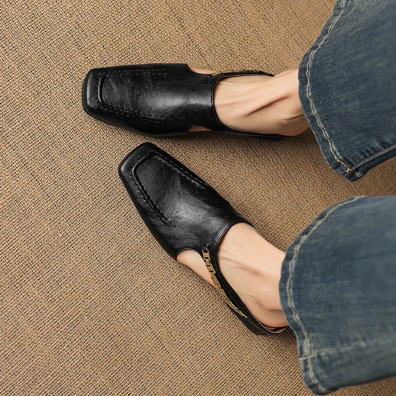 Catena Square-Toe Leather Mules