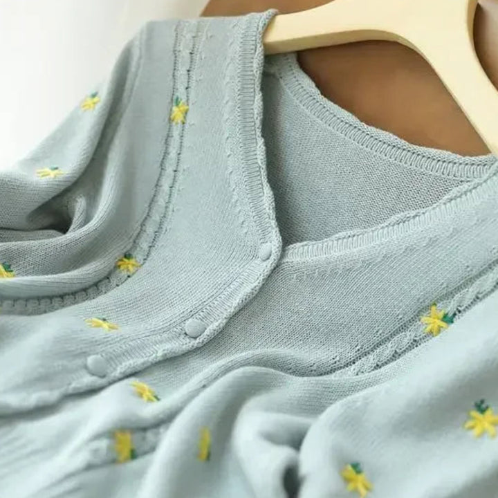 Roselle Embroidered V-Neck Cardigan