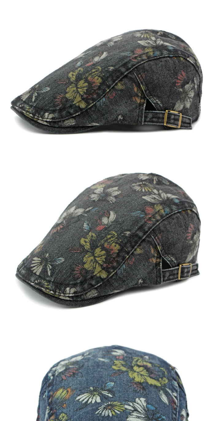 Giardino Floral Denim Beret