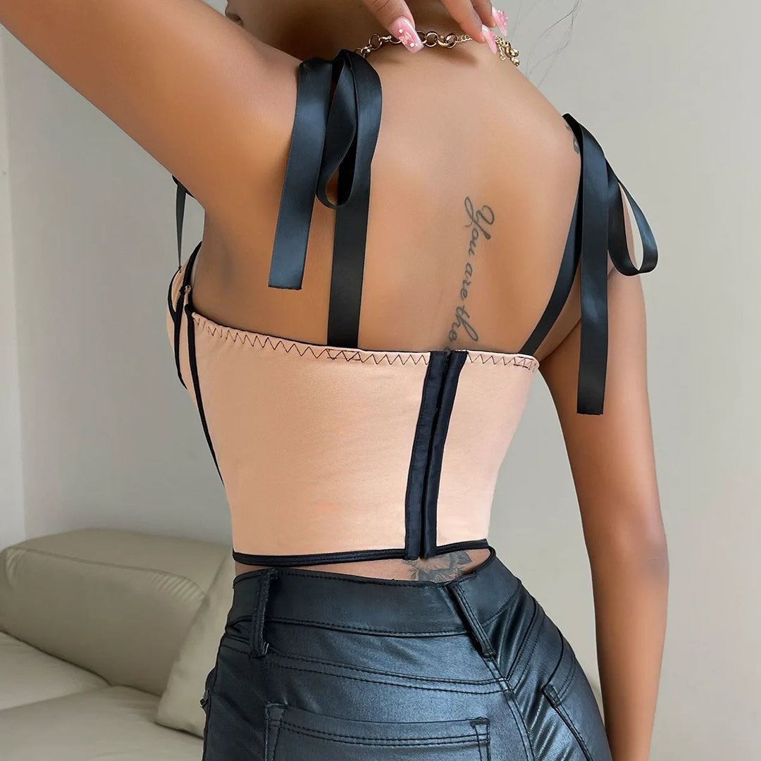 Costina Boned Ribbon Corset Top