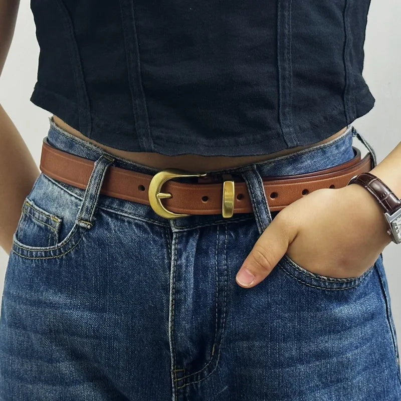 Harlow Brass Leather Belt