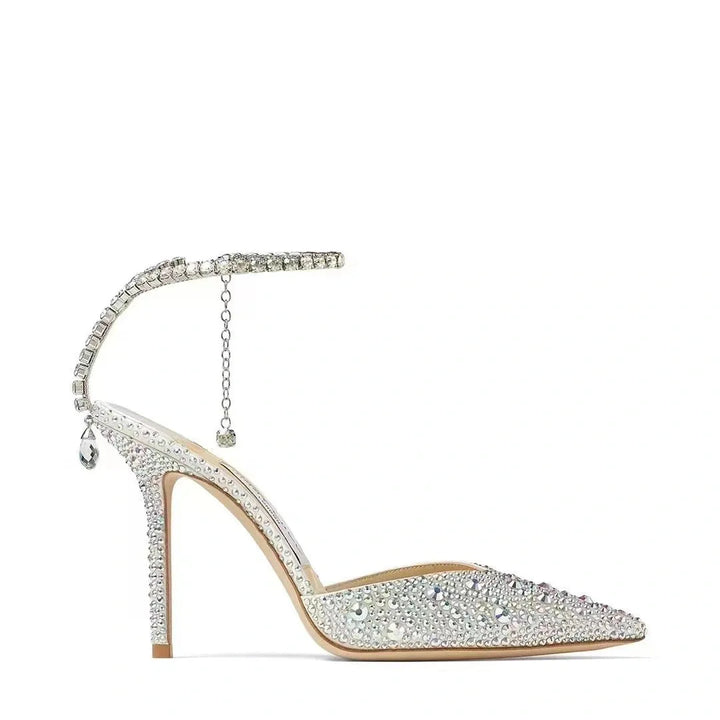 Cristalla Rhinestone Ankle Strap Pumps