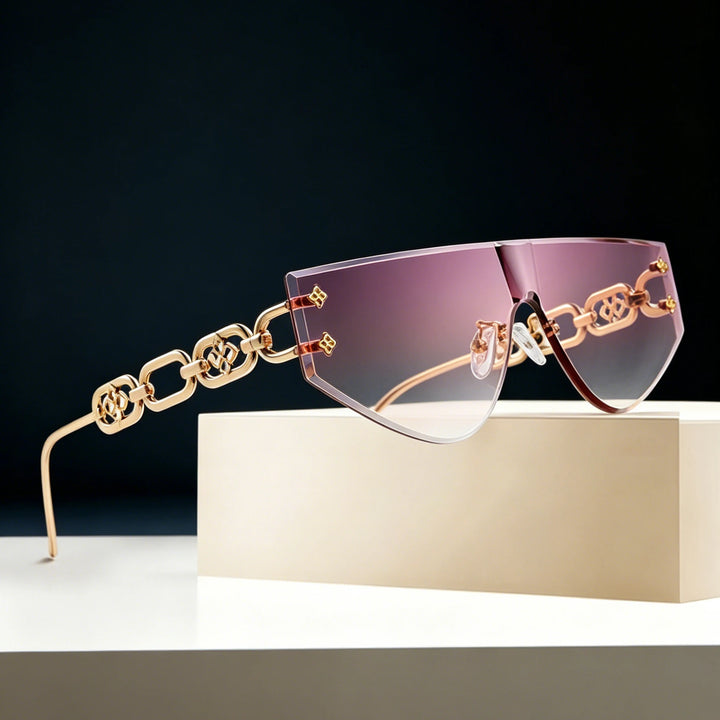 Catenina Chain-Temple Shield Sunglasses