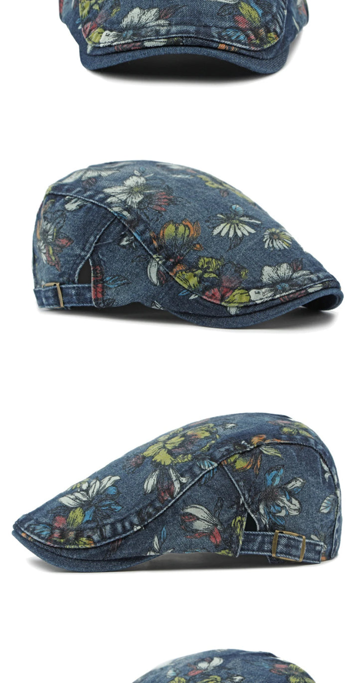 Giardino Floral Denim Beret