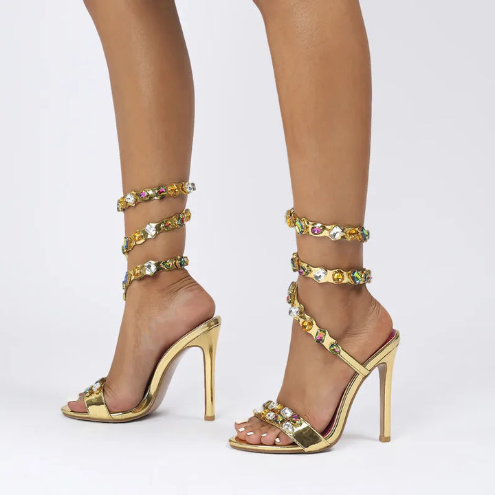 Serafina Crystal Wraparound Sandals