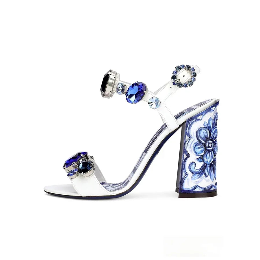 Maiolica Painted Block-Heel Sandals