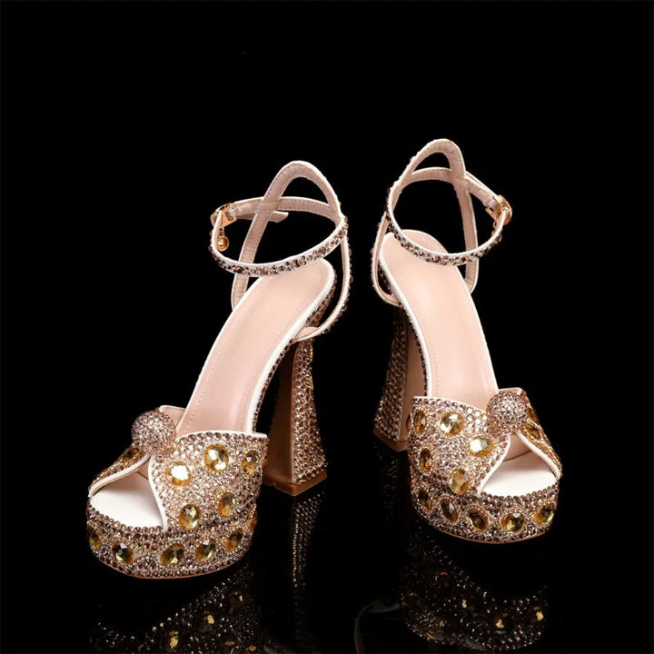 Gemmata Rhinestone Platform Sandals