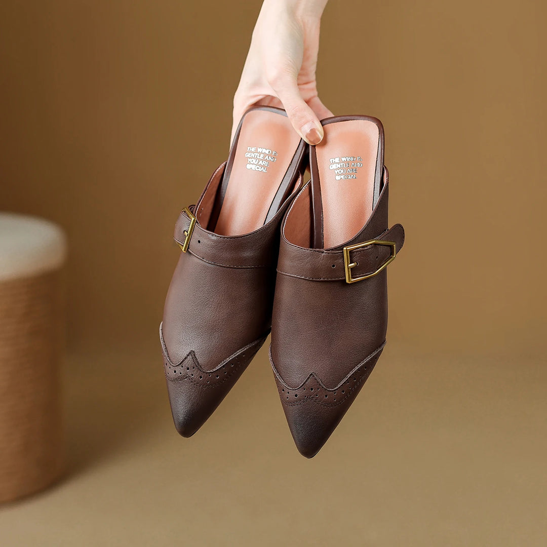 Brionne Brogue Leather Mules