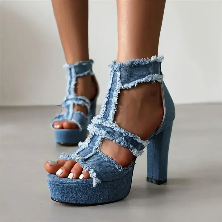 Sfilacciata Frayed Denim Platform Sandals