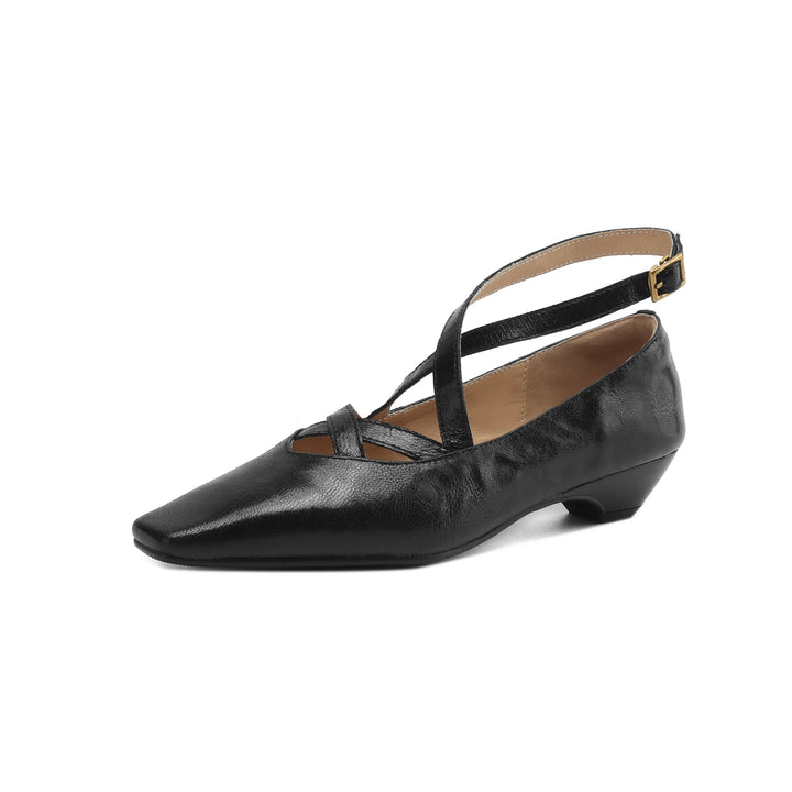 Vittoria Leather Crossband Heels