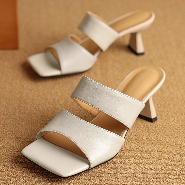 Calice Twin Strap Leather Mules