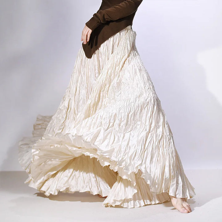 Cascade Pleat Maxi Skirt