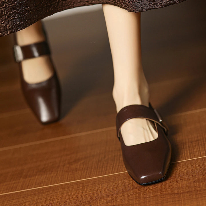 Verena Square Toe Leather Flats