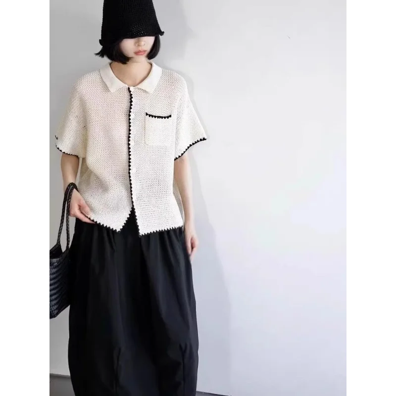 Picot Trim Knit Polo