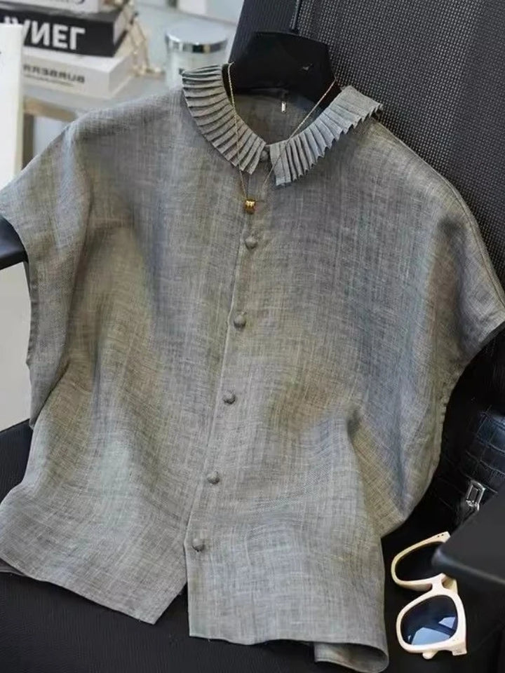 Pleatra Ruffle Collar Blouse