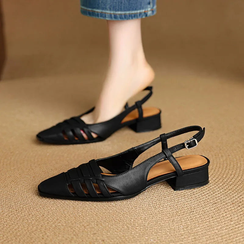 Gabbietta Caged Leather Slingbacks