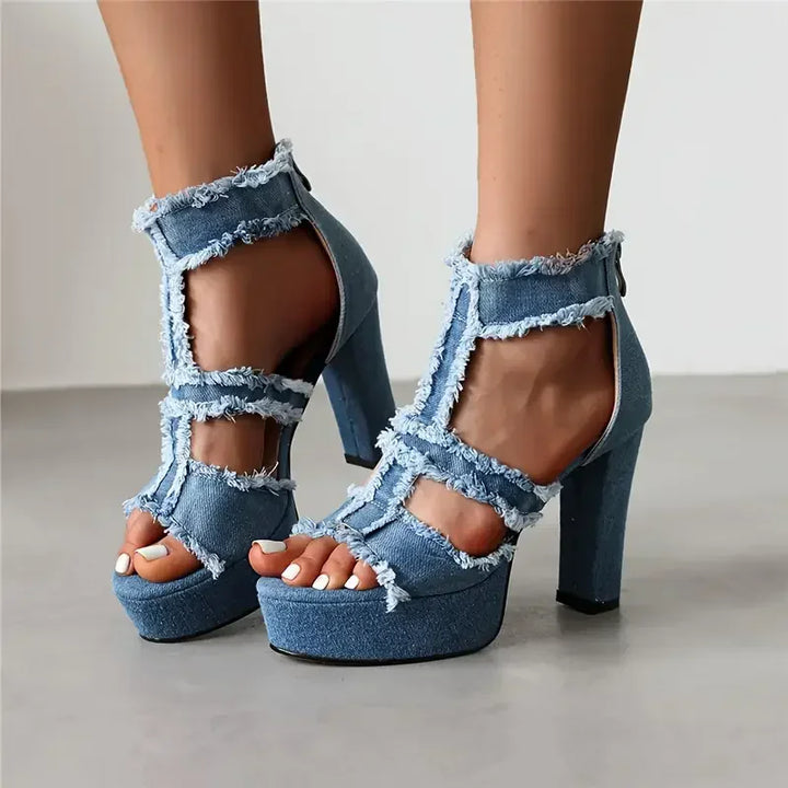 Sfilacciata Frayed Denim Platform Sandals