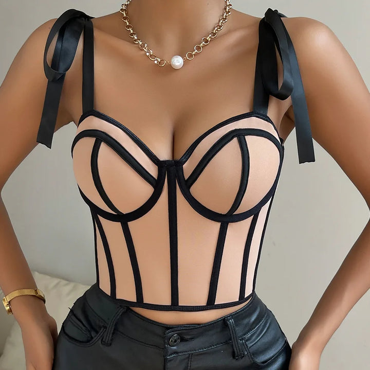 Costina Boned Ribbon Corset Top