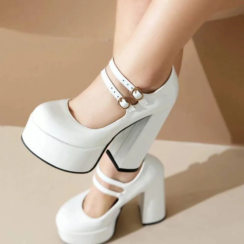 Baronessa Double-Buckle Platform Mary Janes