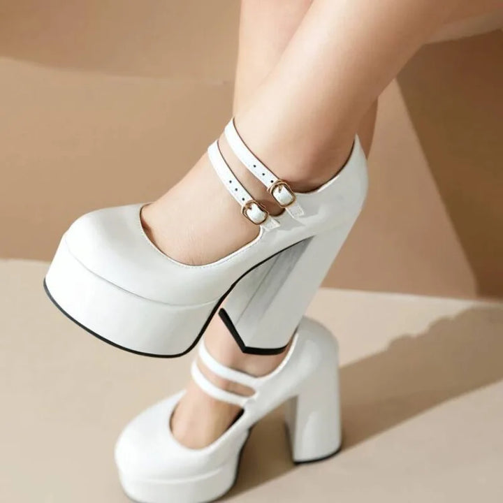 Baronessa Double-Buckle Platform Mary Janes