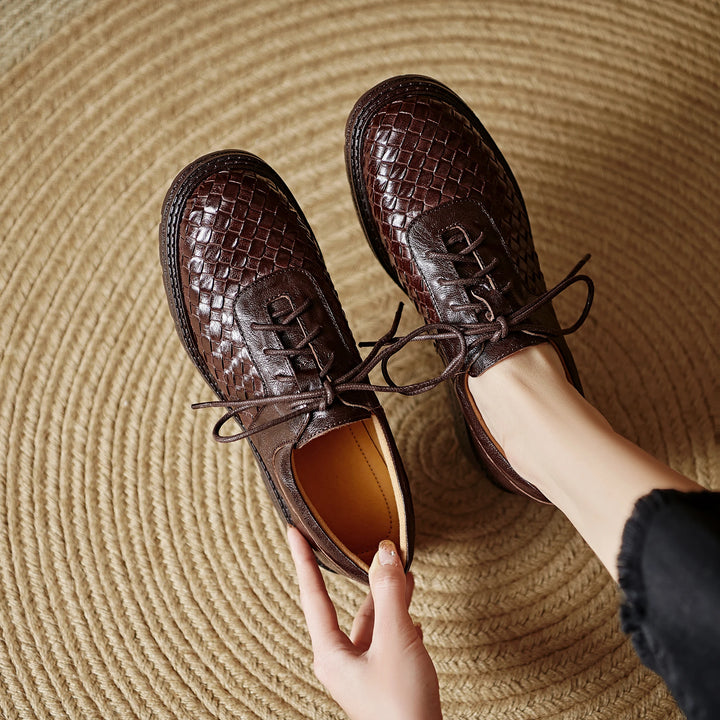 Noemi Woven Leather Oxfords