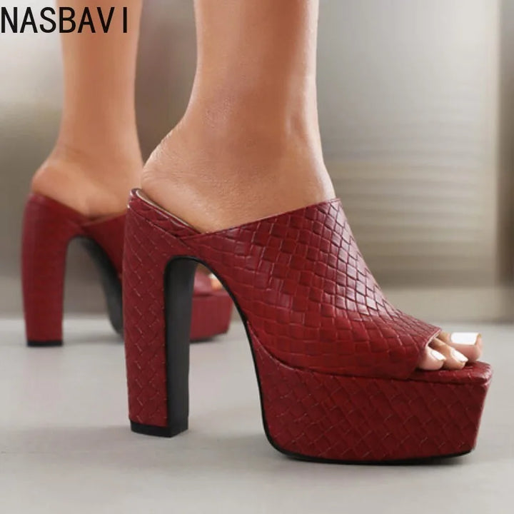 Trecce Woven Platform Mules