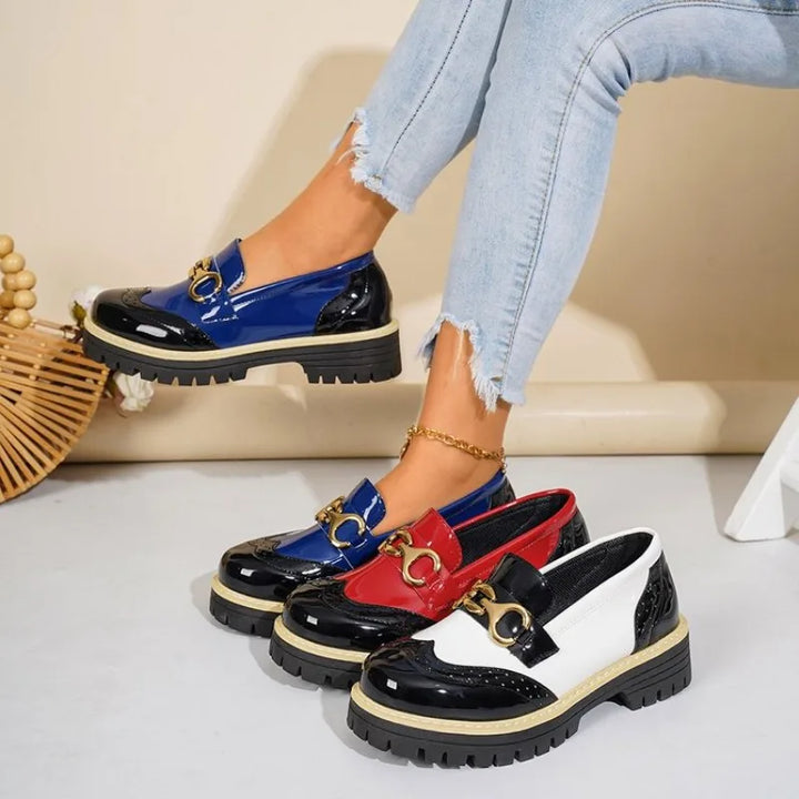 Bicolore Brogue Platform Loafers
