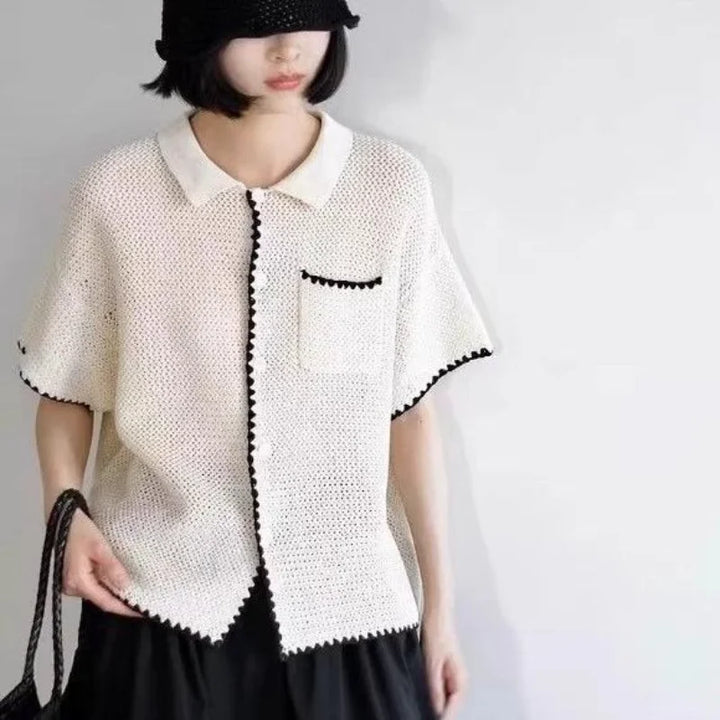 Picot Trim Knit Polo