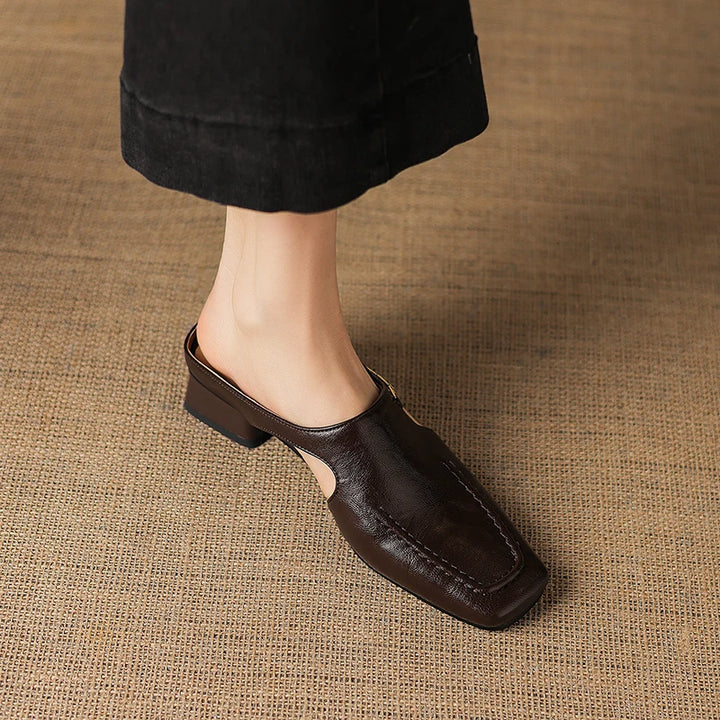 Catena Square-Toe Leather Mules