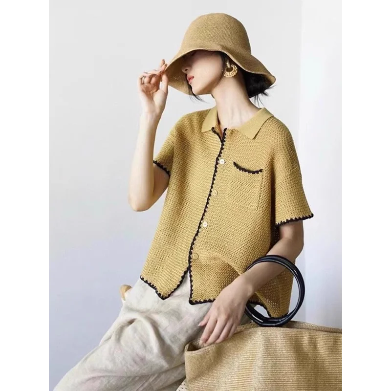 Picot Trim Knit Polo