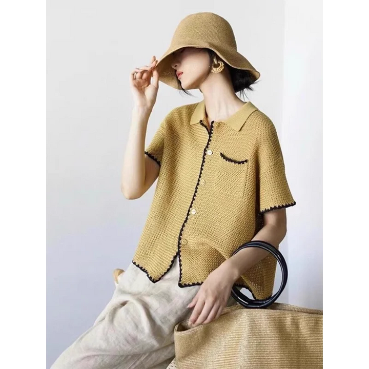 Picot Trim Knit Polo