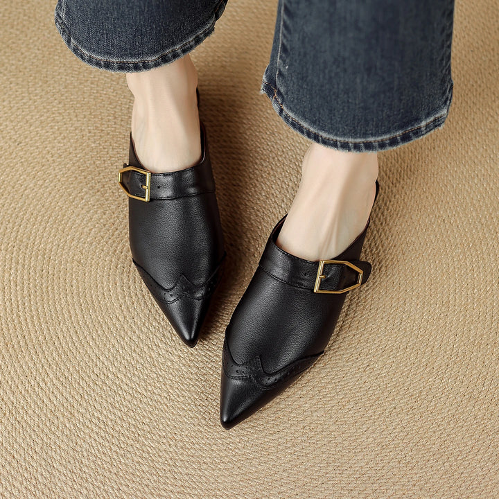 Brionne Brogue Leather Mules