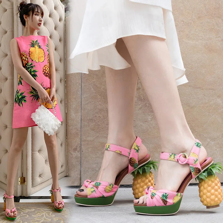 Ananasso Pineapple-Heel Platform Sandals