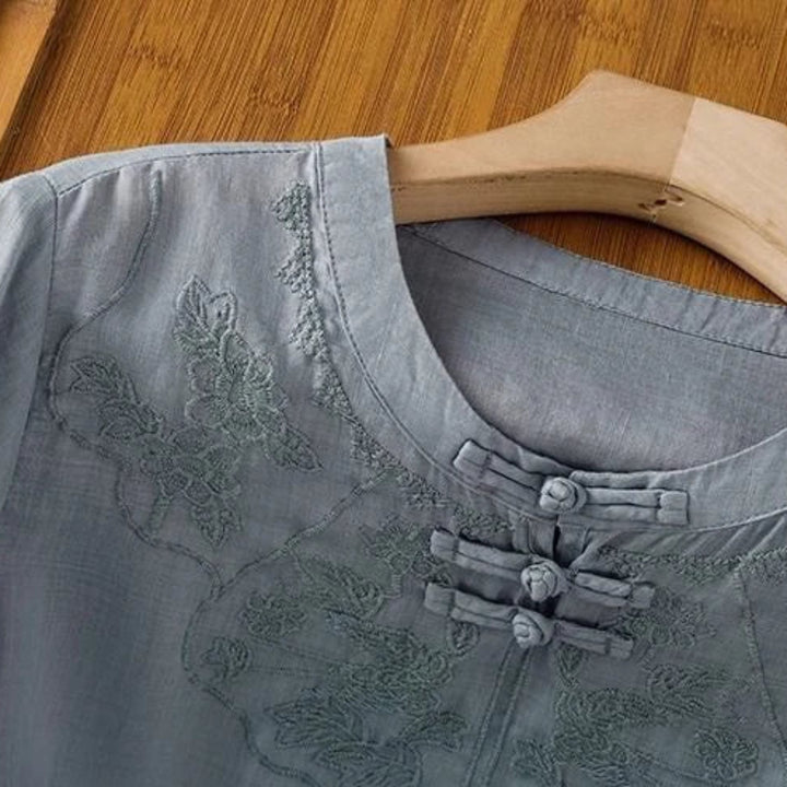 Jade Garden Linen Blouse