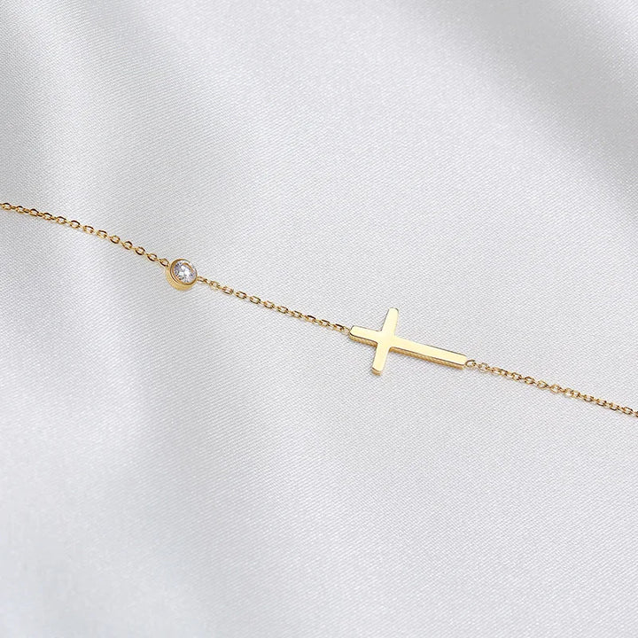 Quiet Faith Side Cross Necklace