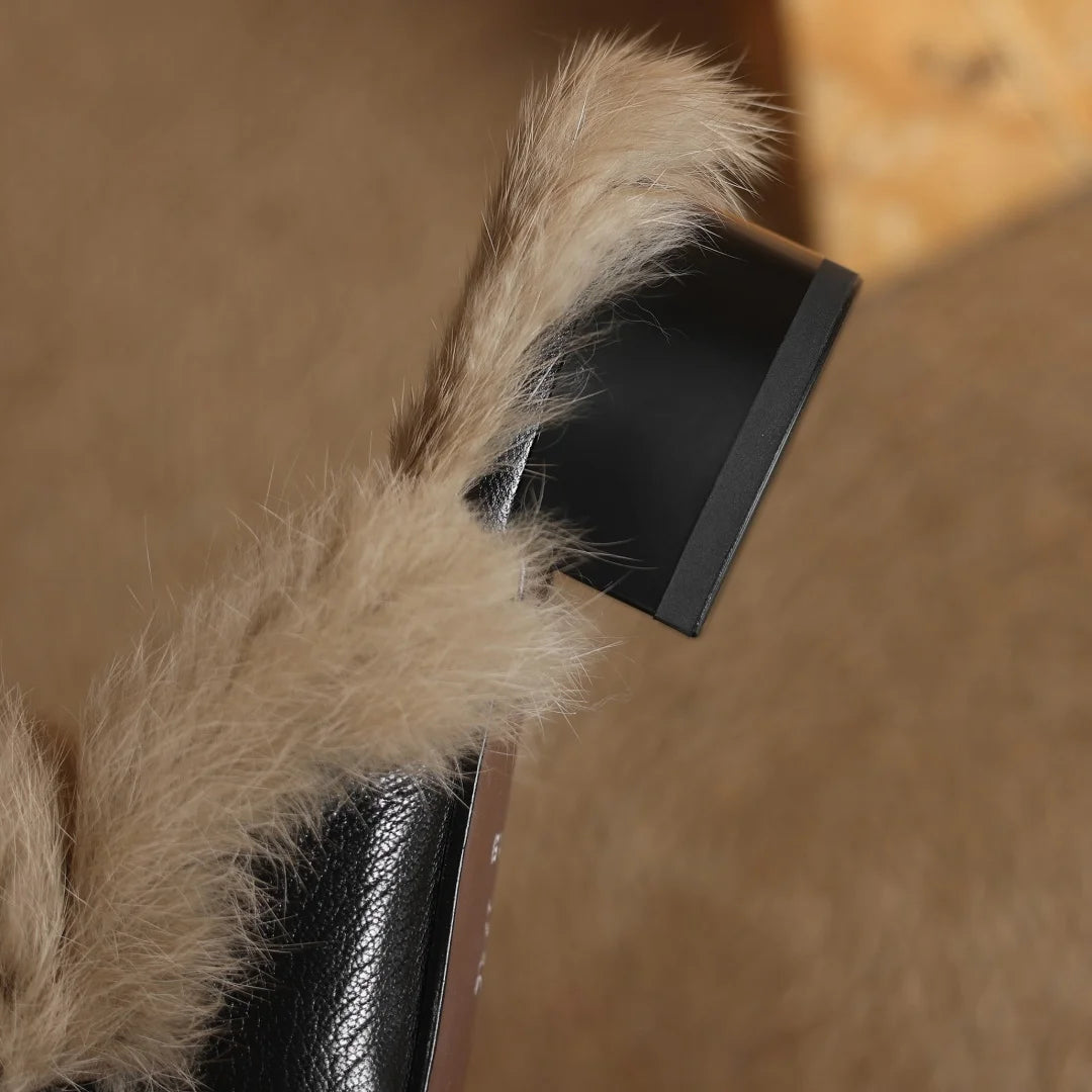 Camellia Leather Shearling Mules