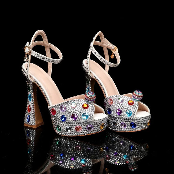 Gemmata Rhinestone Platform Sandals