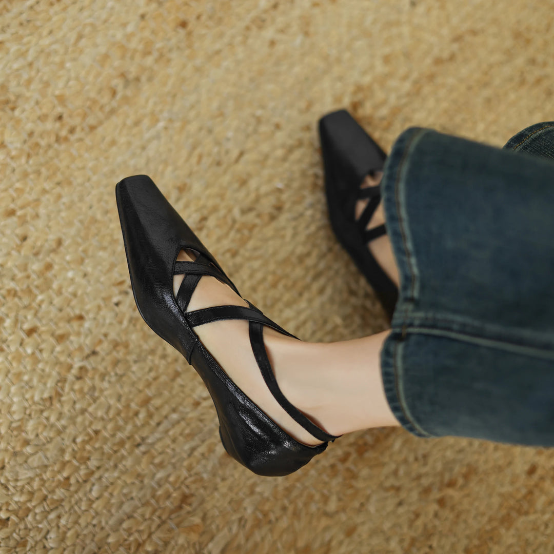 Vittoria Leather Crossband Heels