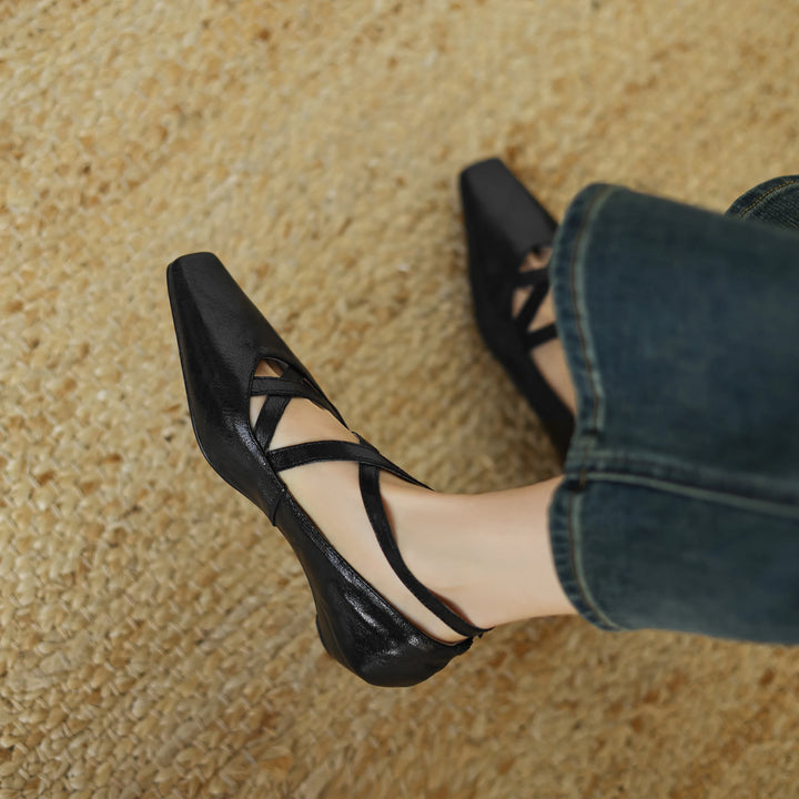 Vittoria Leather Crossband Heels