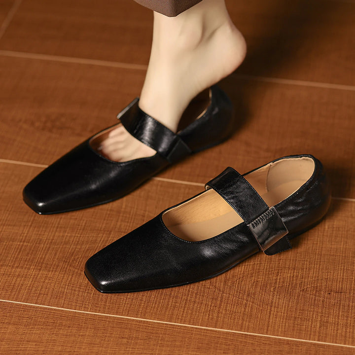 Verena Square Toe Leather Flats