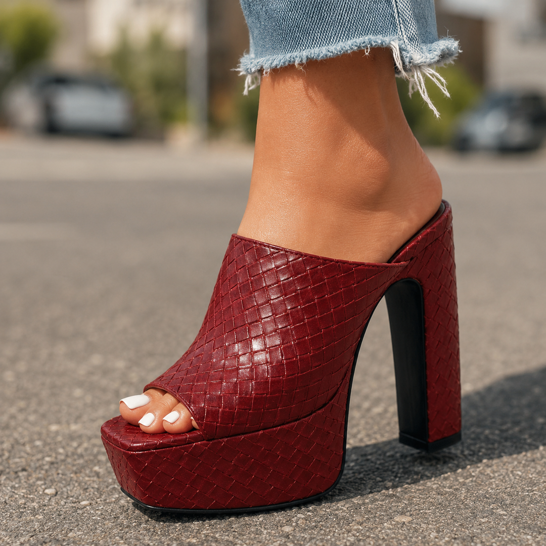 Trecce Woven Platform Mules