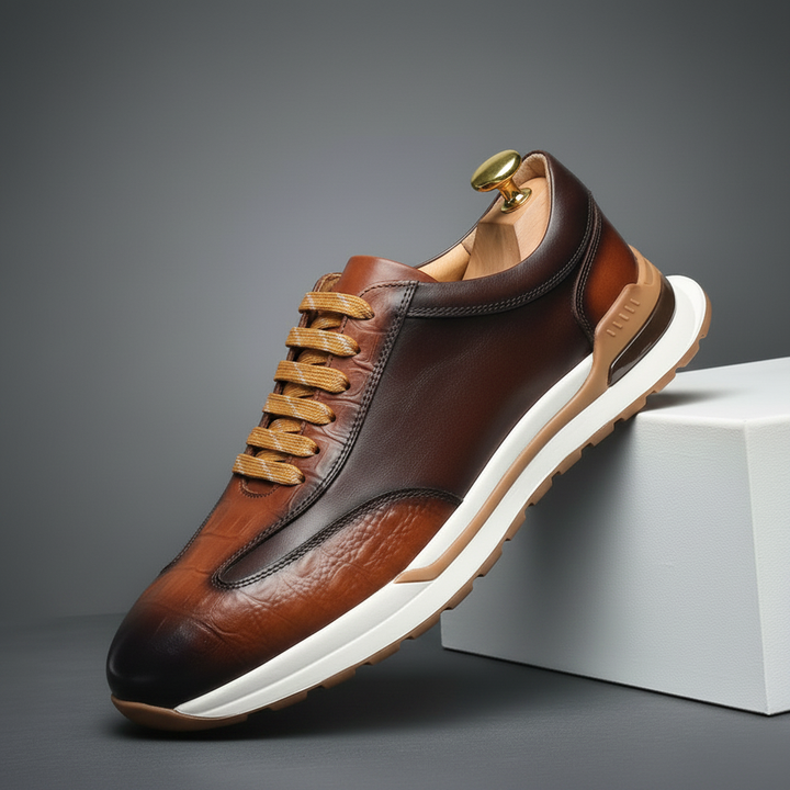 Vittorio Burnished Leather Sneakers