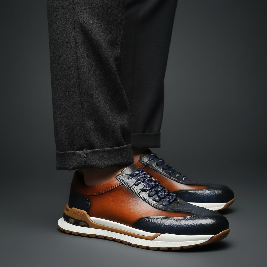 Vittorio Burnished Leather Sneakers