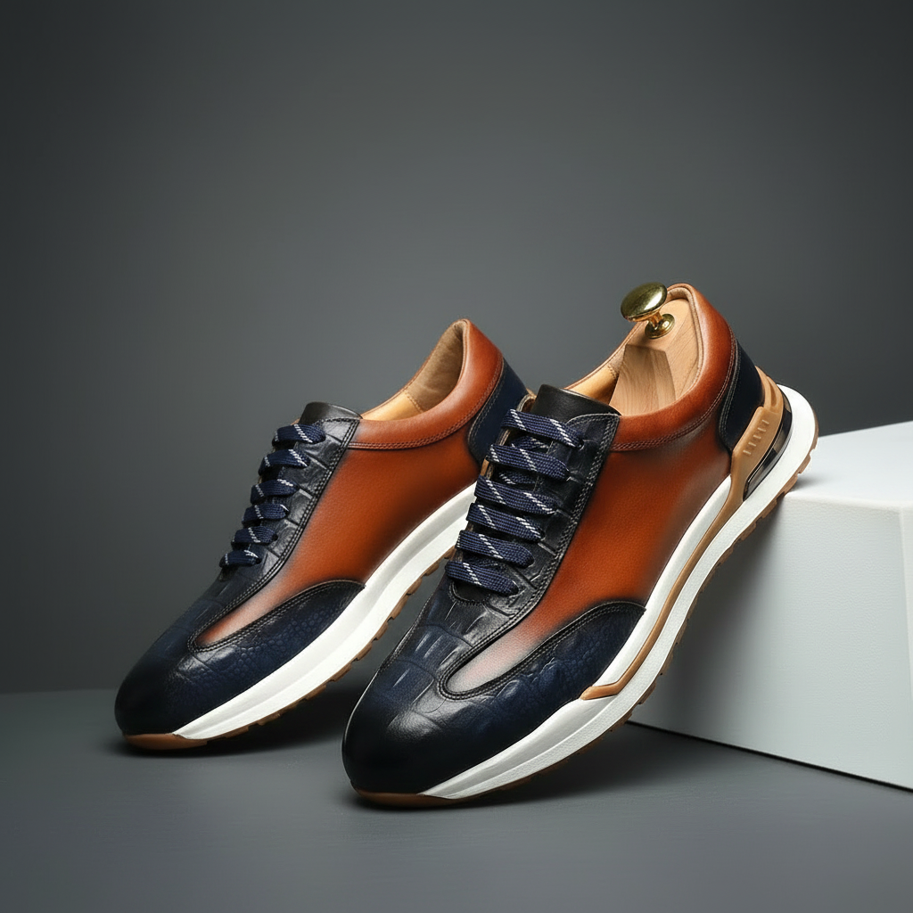 Vittorio Burnished Leather Sneakers