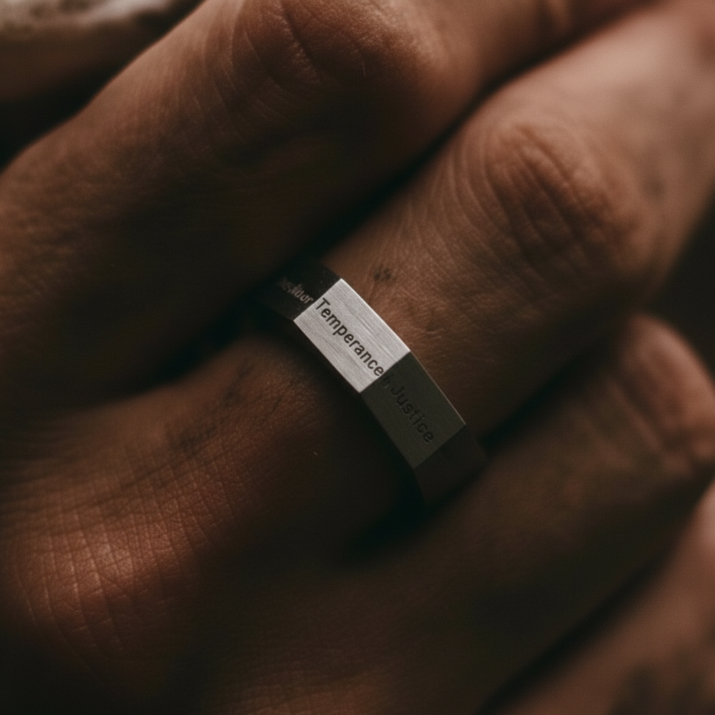 Seven Virtues Engraved Ring