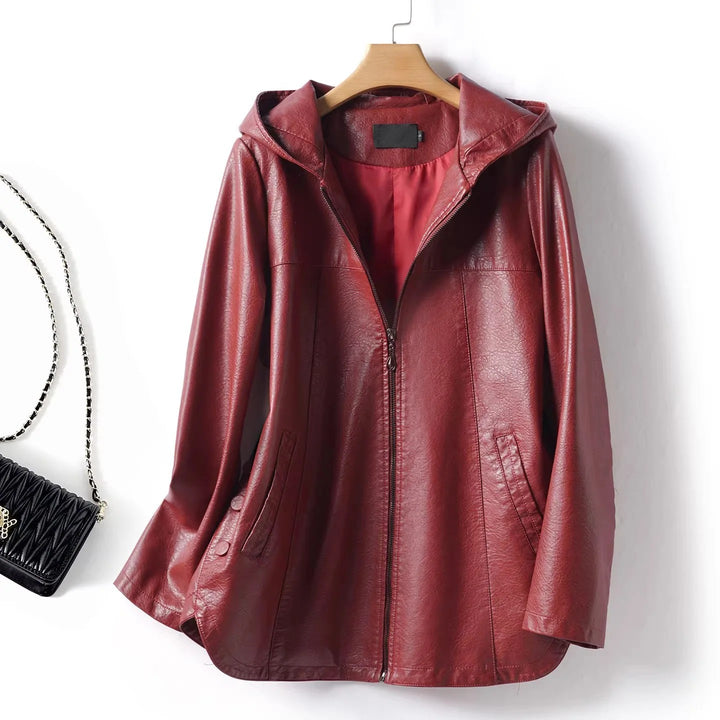 Falena Hooded Leather Jacket