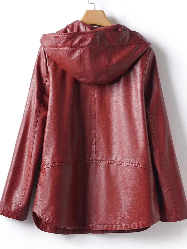 Falena Hooded Leather Jacket